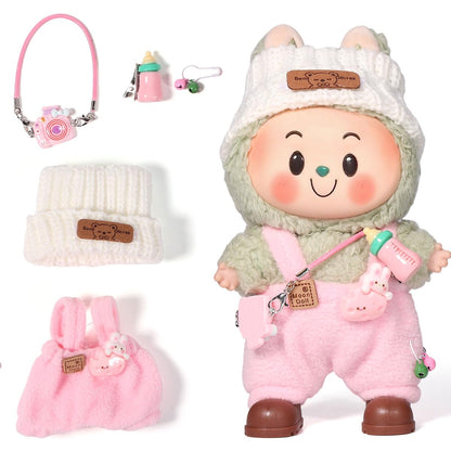 3 Piece Doll Clothes Set for 17cm Dolls - Handmade Crochet Outfit with Hat