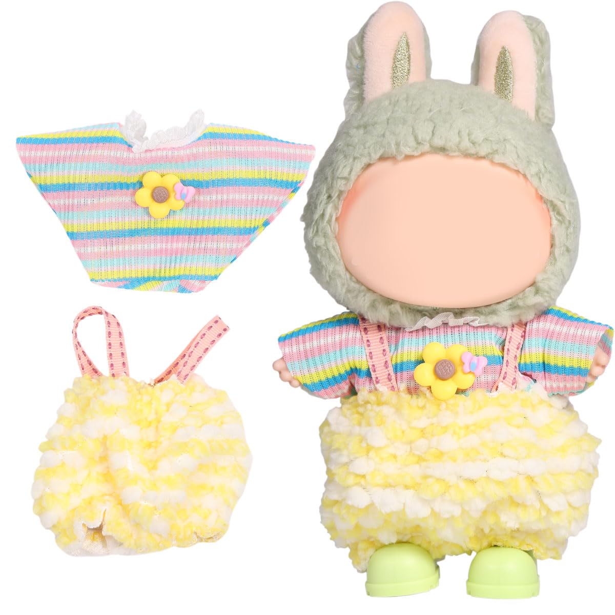 3 Piece Doll Clothes Set for 17cm Dolls - Handmade Crochet Outfit with Hat