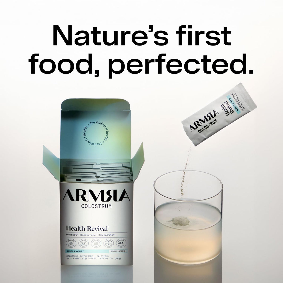 ARMRA Colostrum™ Powder | Blood Orange | Gut Health &amp; Bloating | Skin &amp; Hair | Immunity | Keto, Gluten &amp; Fat-Free | 30 Servings