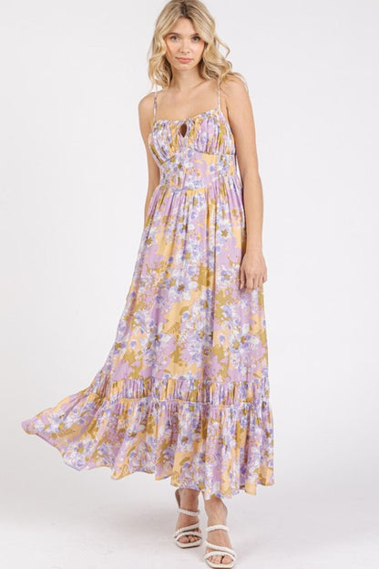 Floral Smocked Back Ruffled Hem Maxi Cami Dress For Summer – Boho Chic, Trendy, Fluttering, Feminine &amp; Effortlessly Stylish