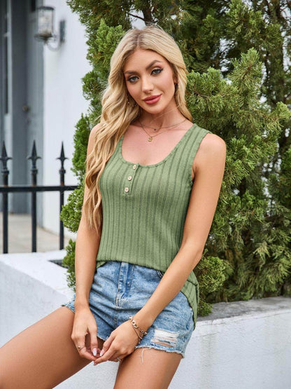 Scoop Neck Wide Strap Tank Top for Comfortable Everyday Wear