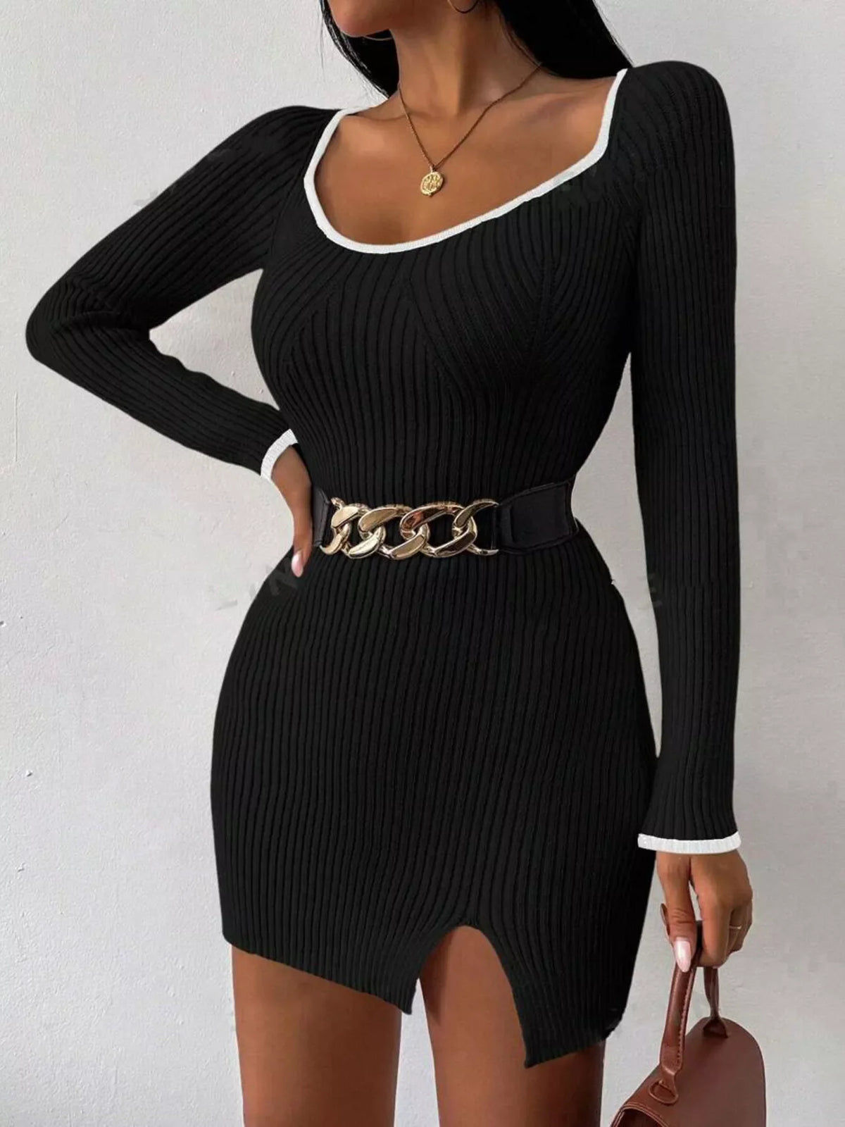 Ribbed Knit Bodycon Sweater Dress