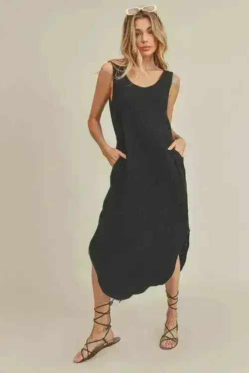 Aemi + Co Cotton Midi Dress – Pockets &amp; Breathable Comfort