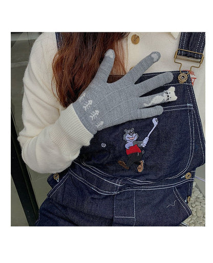Winter Fingerless Knitted Gloves Touchscreen Warm Windproof