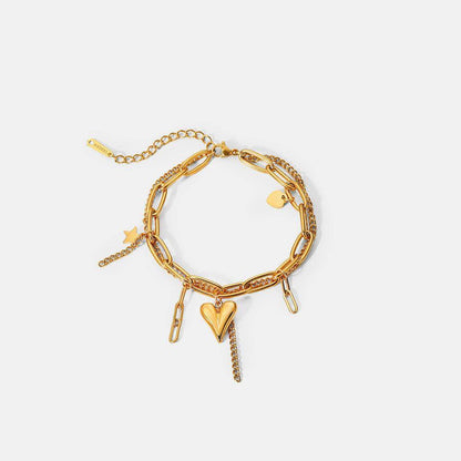 Stainless Steel Double Layered Charm Bracelet for Women