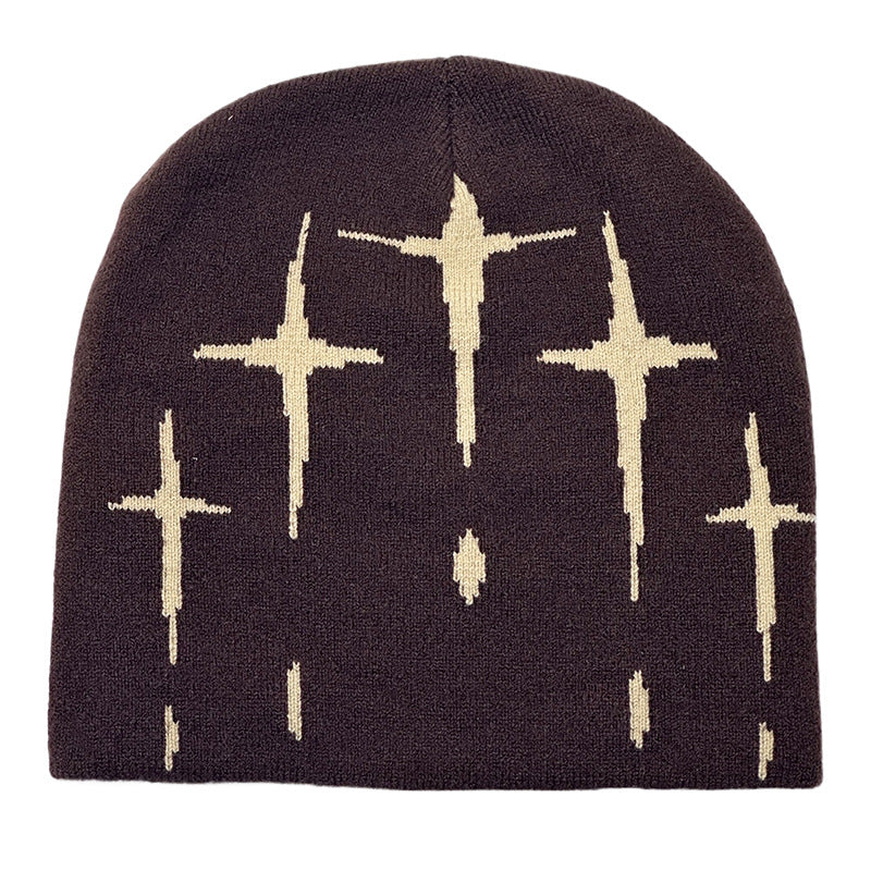 Starry Y2K Trendy Retro Knit Unisex Cross Knit Cap