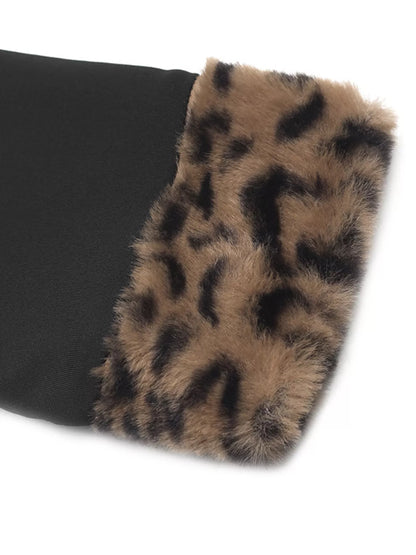 Leopard Trim V-Neck Long Sleeve Bodysuit