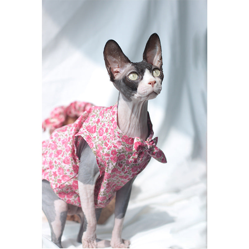 Cat Clothes Summer Thin Floral Dress Sphinx Hairless