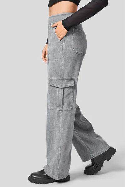 High Waist Straight Leg Cargo Jeans for Modern Style