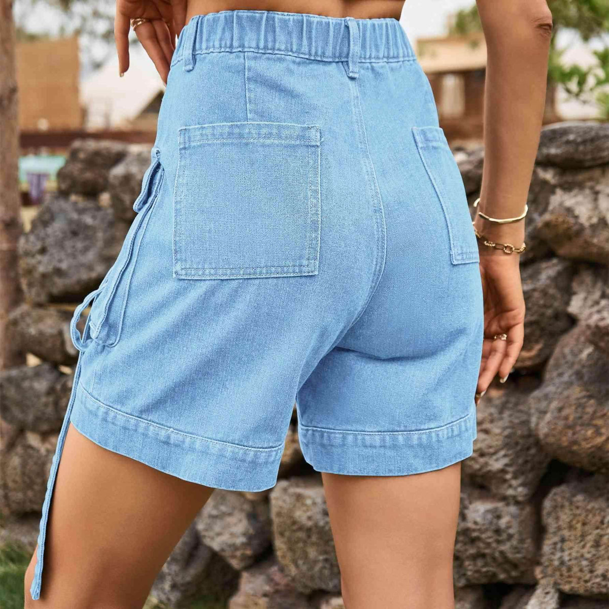 High Waist Denim Cargo Shorts for Casual Style and Comfort