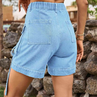 High Waist Denim Cargo Shorts for Casual Style and Comfort