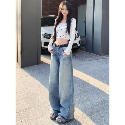 Loose-fit Figure-flattering Distressed Floor-length Casual Pants