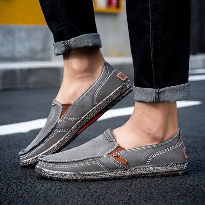 Mens Casual Canvas Loafer Shoes Fashionable Washed Denim