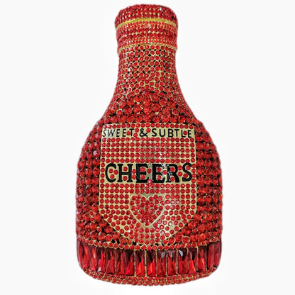 Champagne Bottle Rhinestone Evening Clutch Women&