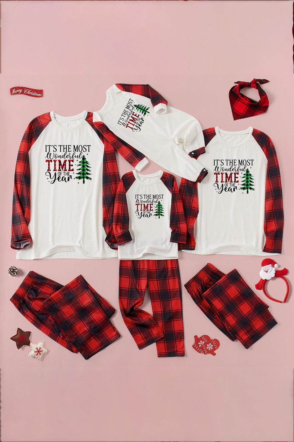 Slogan Graphic Top and Plaid Pants Set for Women