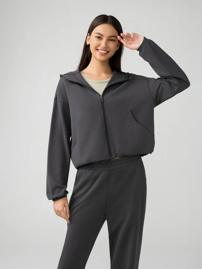 Millennia Zip Up Dropped Shouder Active Hooded
