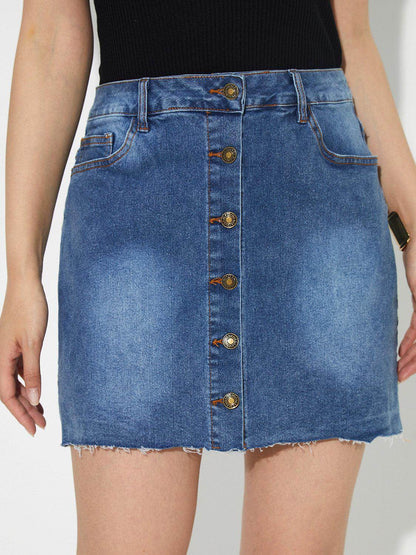 Pocketed Button Up Denim Skirt for Casual Chic Style