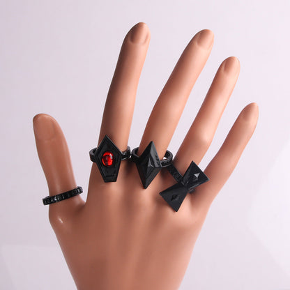 Walnut Exquisite Black Ring Set