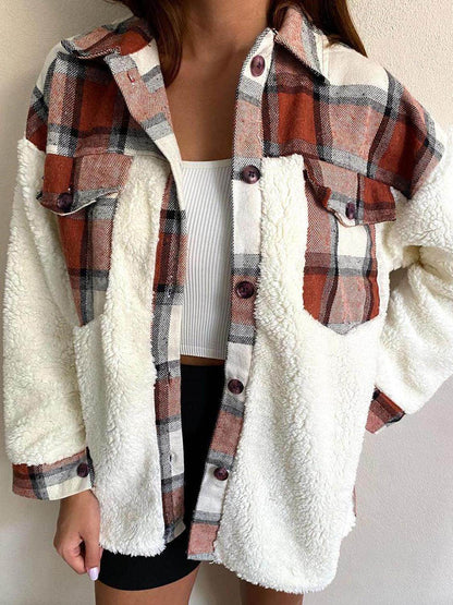 Fuzzy Button Up Long Sleeve Jacket for Cozy Style