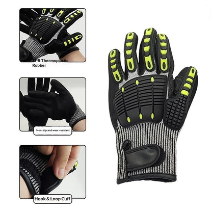Heavy Duty TPR Impact Gloves - Cut Resistant Mechanics Work Gloves With Anti-Crush Finger Protection, Oil Resistant &amp; Anti-Slip Grip For Construction  Rigging