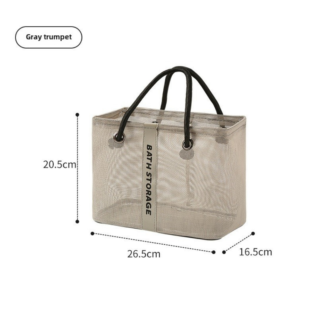 Mesh bath bag, mesh pocket tote swimming wash bag, men&