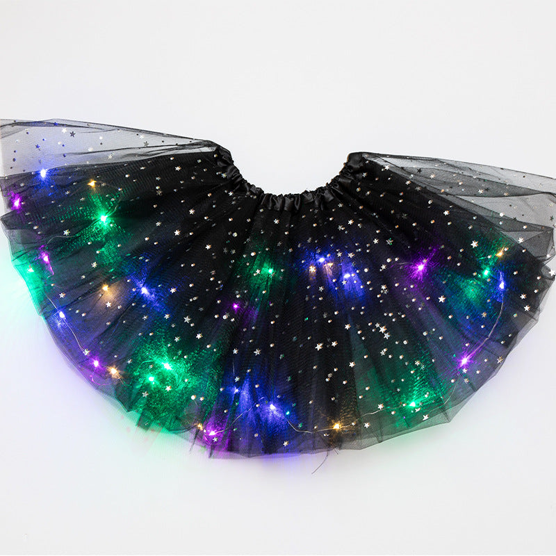 Magical &amp; Luminous  LED Princess Halloween Tutu Skirt Sequins Shiny Skirt