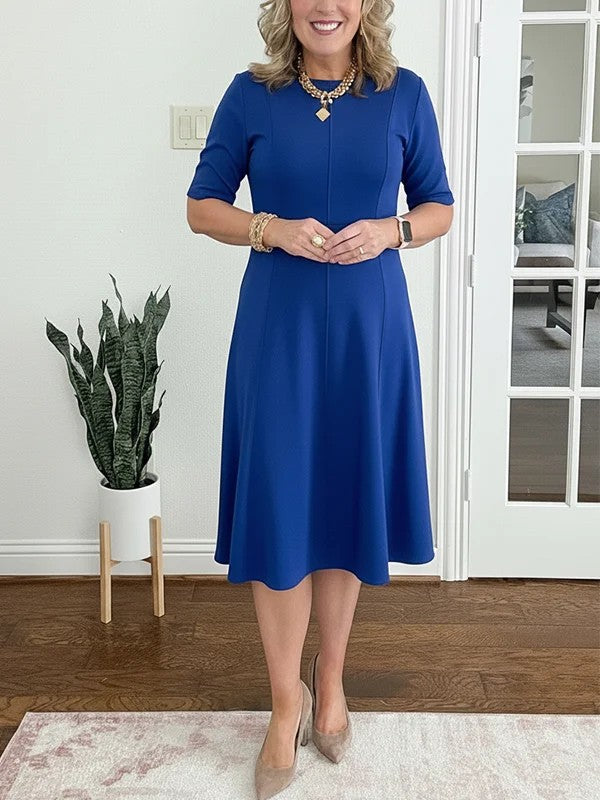 2026New Short-Sleeved Slim-Fitting Round-Neck Spring And Summer Solid Color Cross-Border Dress European And American Style Women&