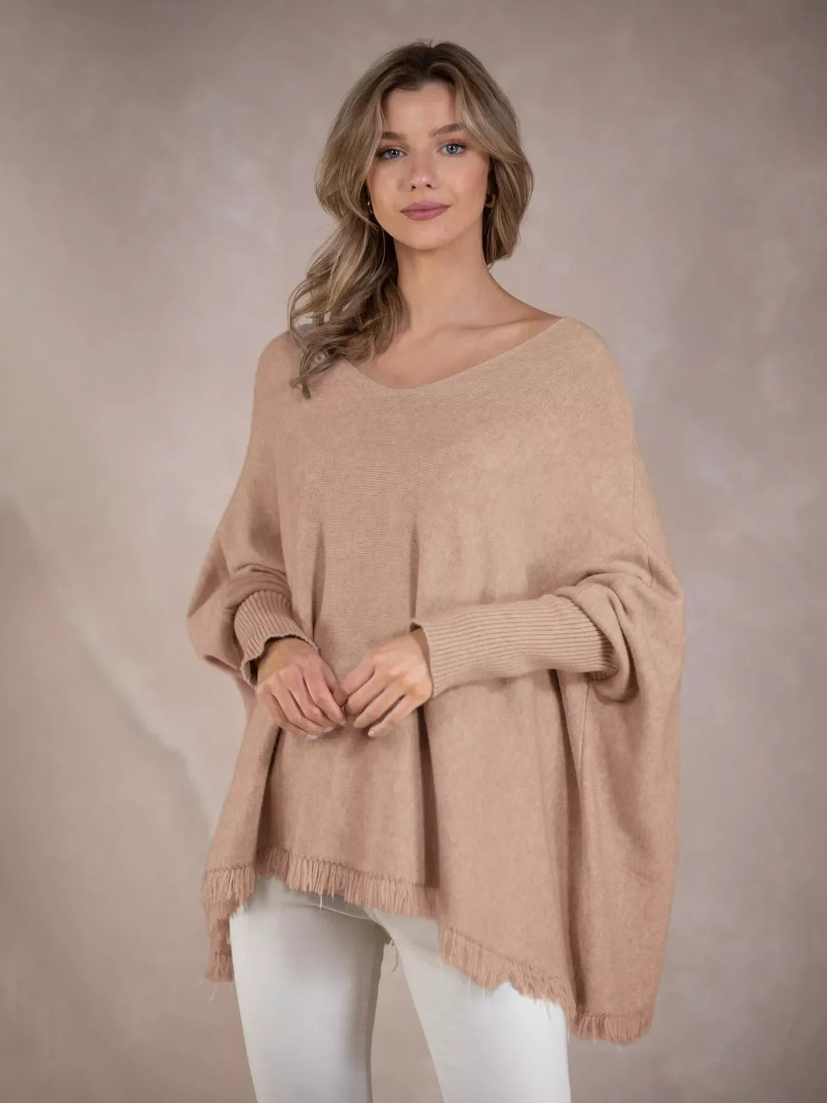 Raw Hem V-Neck Sweater