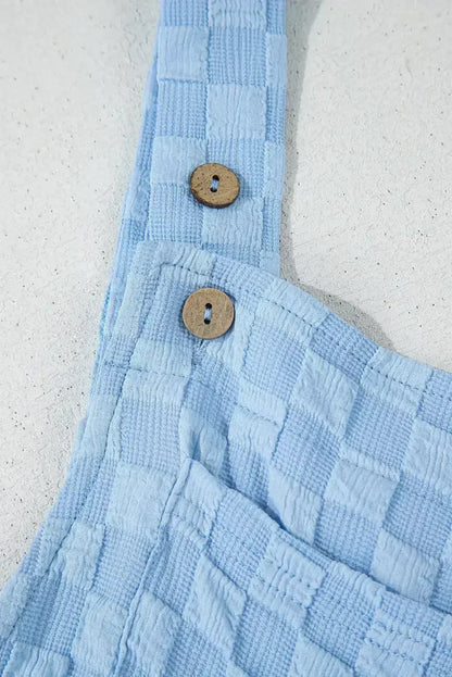 Beige Checkered Pocket High Waist Wide Leg Overall