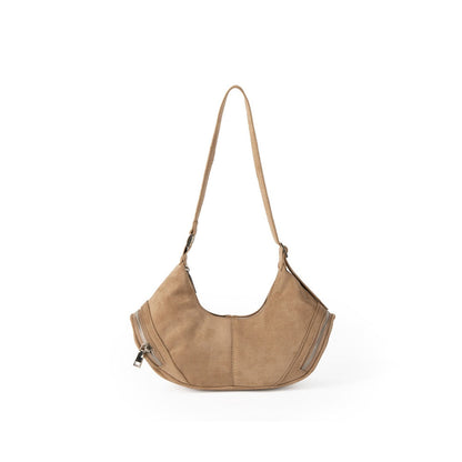 Large capacity suede shoulder bag, slouch bag, vintage casual bag hobo