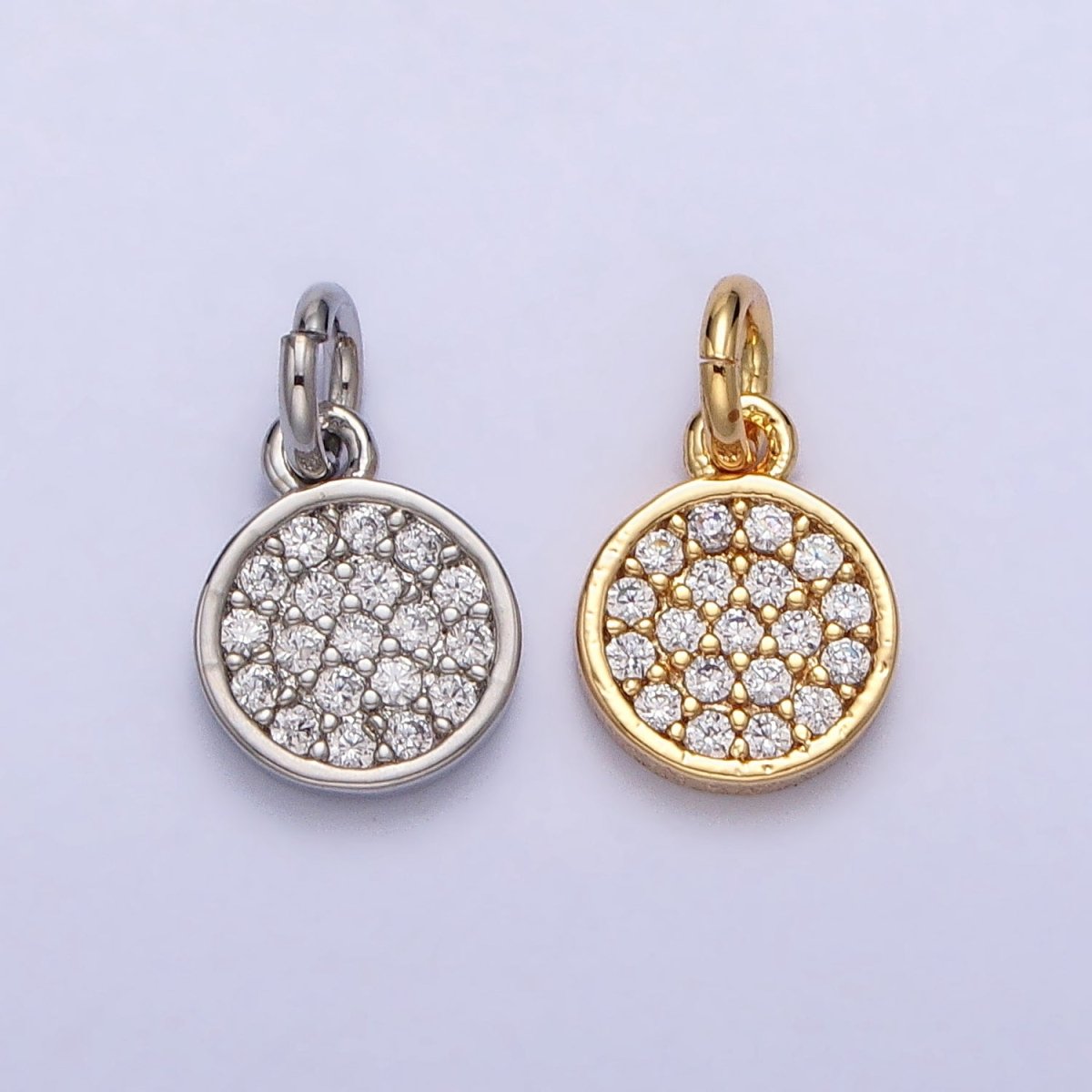 6.5mm Clear Micro Paved CZ Round Add-On Charm in Gold &amp; Silver | AC309 AC310