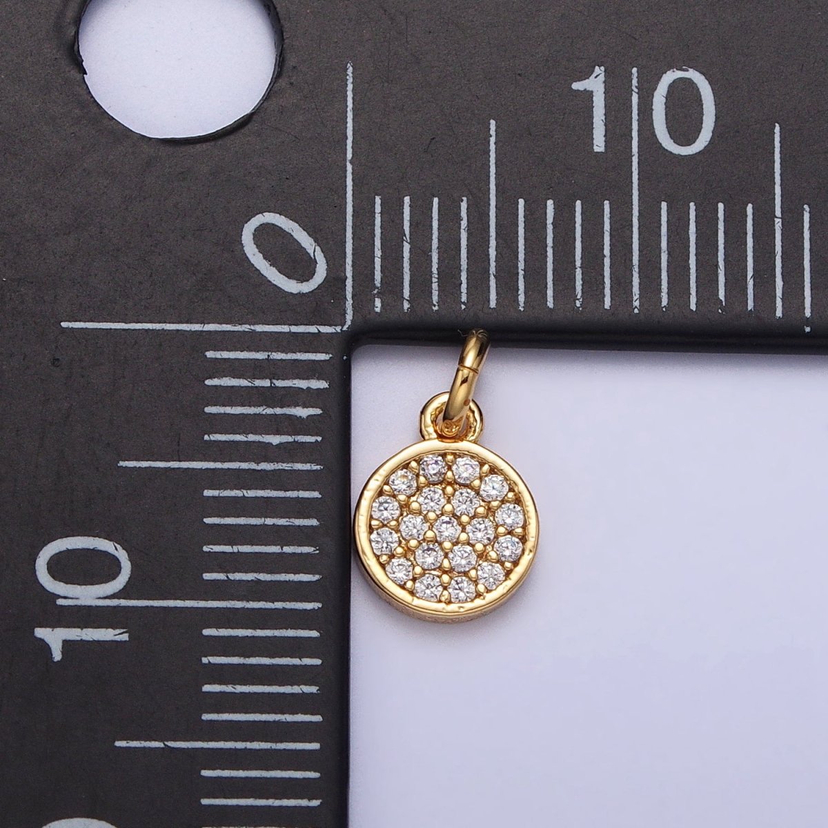 6.5mm Clear Micro Paved CZ Round Add-On Charm in Gold &amp; Silver | AC309 AC310