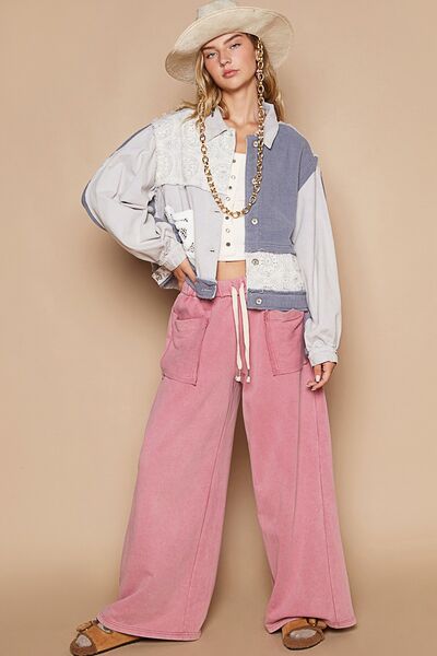 Classic Artistic Crochet Patch Exposed Seam Button Up Jacket Chic &amp; Edgy Outerwear