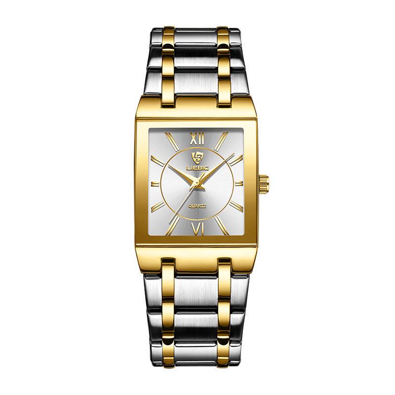 Business Style Steel Strap Couple Watch Square