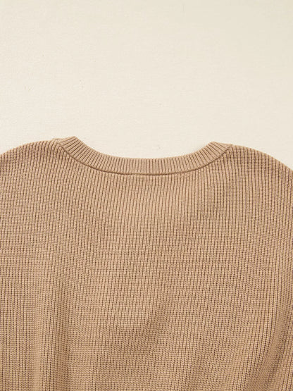 Pearl Embellished Keyhole Ribbed Sweater Dress