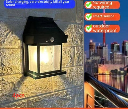 Outdoor Solar  Waterproof Tungsten Induction Garden Wall Lamp
