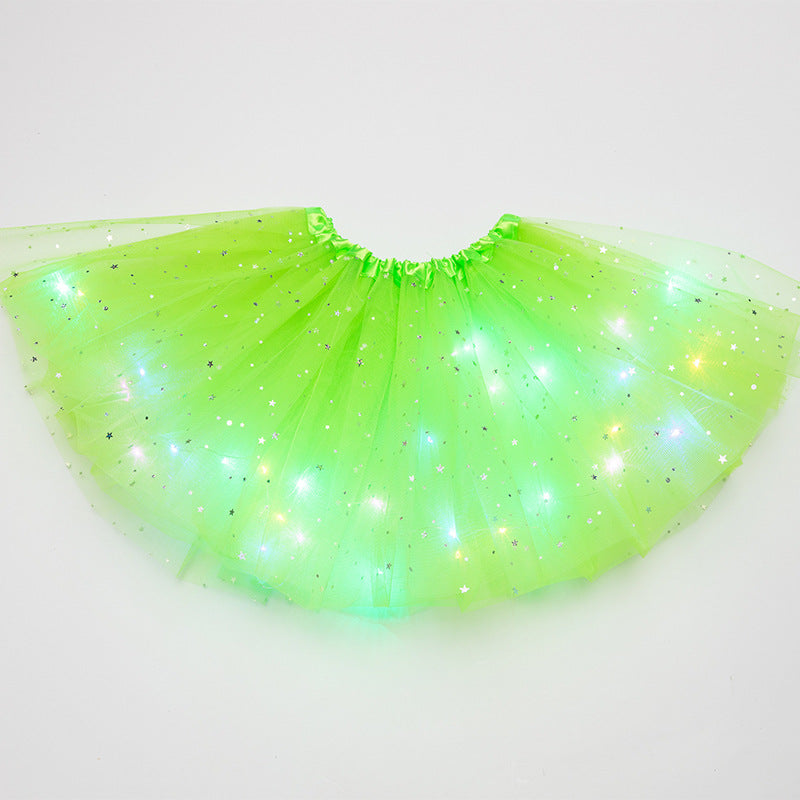 Magical &amp; Luminous  LED Princess Halloween Tutu Skirt Sequins Shiny Skirt