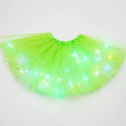Magical &amp; Luminous  LED Princess Halloween Tutu Skirt Sequins Shiny Skirt