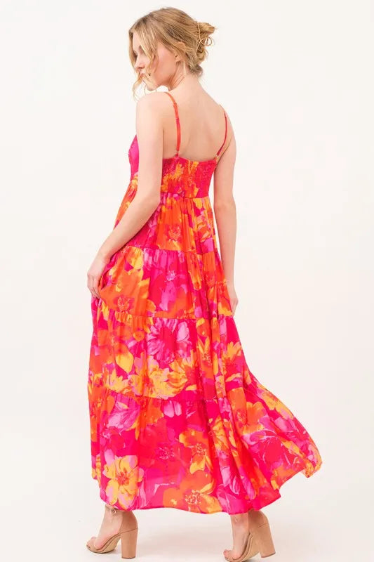 And The Why Floral Tiered Maxi Cami Dress with Pockets