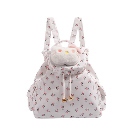 Cute small backpack for girls teens, floral canvas backpack, cute girl backpack, commuter versatile school bag for girls