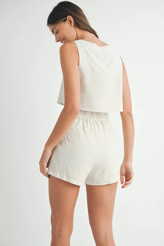 MABLE Sleeveless Crop Top and Shorts Set