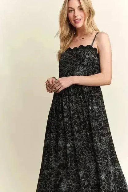 Floral Maxi Cami Dress – Adjustable Straps &amp; Flowy Silhouette