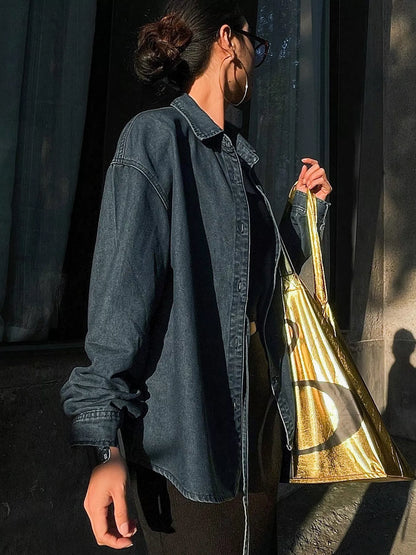 Tie-Waist Long Sleeve Denim Jacket