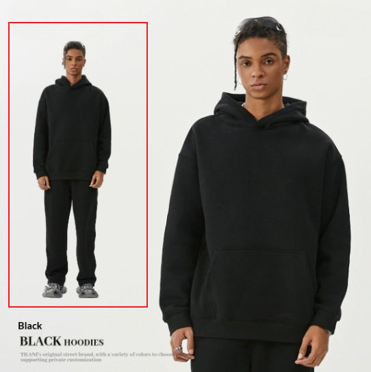 American-style Trendy Brand Fleece-lined Extra-thick Hoodie And Sweatpants Tracksuit Set