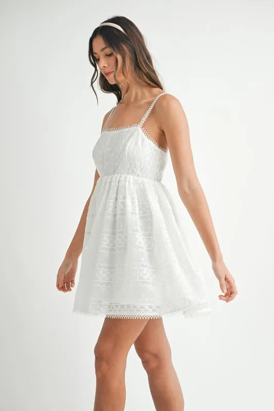 MABLE Eyelet Lace Babydoll Mini Cami Dress