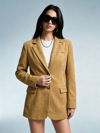 A Stylish Versatile Suede-blend Blazer