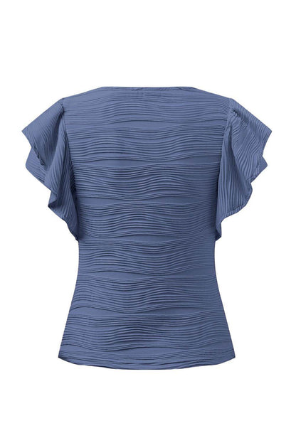 Textured Round Neck Cap Sleeve Top for Casual Style