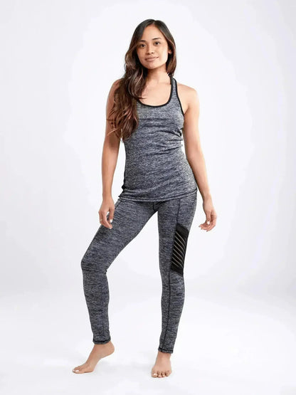 High-Waisted Pilates Leggings with Side Pockets &amp; Mesh Panels