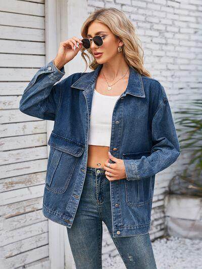 Button Up Long Sleeve Denim Jacket for Stylish Looks