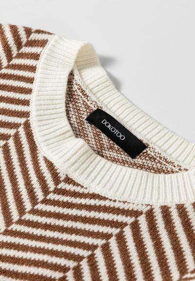 Striped Round Neck Long Sleeve Sweater for Women Fashion